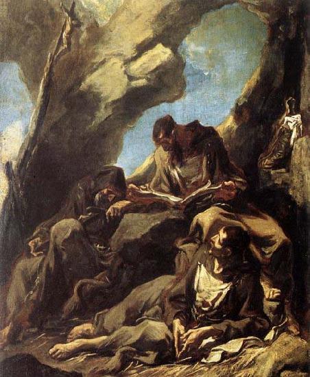 MAGNASCO, Alessandro Three Capuchin Friars Meditating in their Hermitage China oil painting art